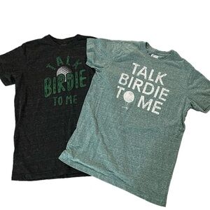 State of Mine Bundle of 2 “Talk Birdie To Me” Green Gray TShirts Size Medium